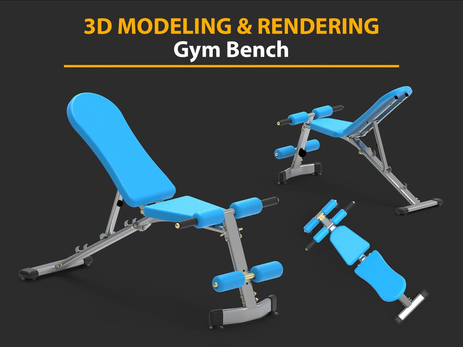 Adjustable gym bench — 3D modeling and rendering